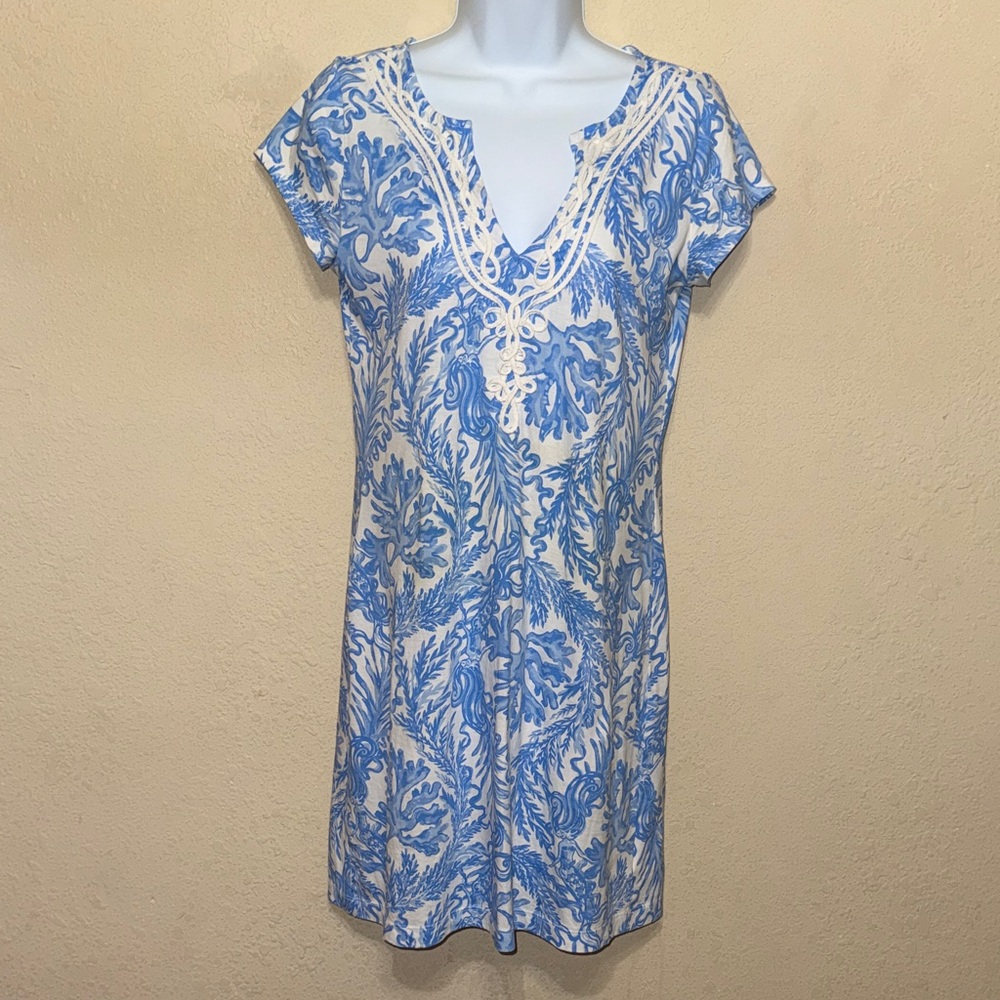 Lilly Pulitzer Brewster Blue & White Printed Scoop Neck Top